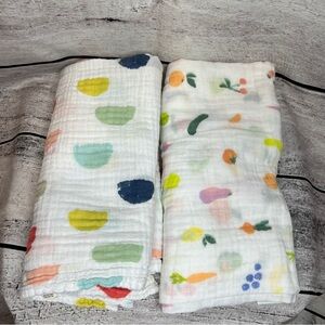 Panda Crate & Cloud Island Colorful Muslin Swaddle Blankets Abstract & Produce